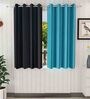 Black Solid Polyester 5 Ft Semisheer Eyelet Window Curtains (Set of 2)