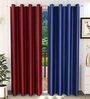 Maroon Solid Polyester 9 Ft Semisheer Eyelet Door Curtains (Set of 2)