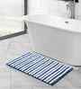 Ashley Blue Polyester Striped 60x40 cm Bath Mat
