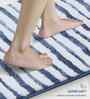 Ashley Blue Polyester Striped 60x40 cm Bath Mat