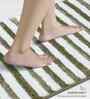 Olive Polyester Striped 60x40 cm Bath Mat