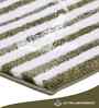 Olive Polyester Striped 60x40 cm Bath Mat
