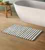 Olive Polyester Striped 60x40 cm Bath Mat