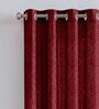 Maroon Solid Polyester 9 Ft Blackout Eyelet Door Curtains (Set of 2)
