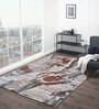 Polypropylene Abstract Machine Made Carpet, 4 x 6 feet, Rust and Cream