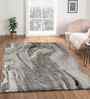 Polypropylene Abstract Machine Made Carpet, 5 X 7 Feet, Grey Cream