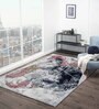 Polypropylene Abstract Machine Made Carpet, 5 X 7 Feet, Peach And Blue