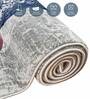 Polypropylene Abstract Machine Made Carpet, 5 x 7 feet, Peach and Blue
