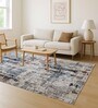 Blue Polypropylene Abstract Machine Made 13 X 19 Feet Carpet