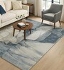 Blue Polypropylene Abstract Machine Made 13 X 19 Feet Carpet