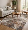 Cream Polypropylene Abstract Machine Made 17 X 24 Feet Carpet