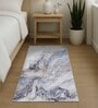 Light Blue Polypropylene Abstract Machine Made 3 X 5 Feet Runner