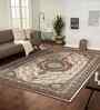 Polypropylene Persian Machine Made Carpet, 5 X 7 Feet, Cream Brown Blue