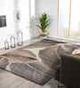 Polypropylene Floral Machine Made Carpet, 5 X 7 Feet, Brown And Grey