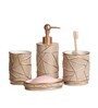 Polyresin 4Pcs Bathroom Set, Gold & Beige