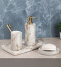 Brown and White Polyresin 4Pcs Bathroom Set