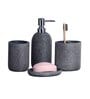 Polyresin 4Pcs Bathroom Set, Charcoal
