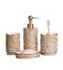 Polyresin 4Pcs Bathroom Set, Gold & Beige