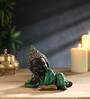 Polyresin Green & Bronze Reading Monk 13.5 Cm
