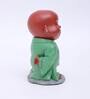 Polyresin Green & Brown Attitude Monk Mala In Left 15.5 Cm