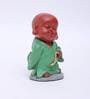 Polyresin Green & Brown Attitude Monk Mala In Left 15.5 Cm