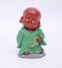 Polyresin Green & Brown Attitude Monk Mala In Left 15.5 Cm