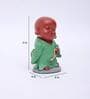 Polyresin Green & Brown Attitude Monk Mala In Left 15.5 Cm