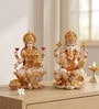 Ivory Polyresin Lord Ganesh and Laxmi Idol
