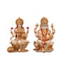 Ivory Polyresin Lord Ganesh and Laxmi Idol