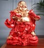 Polyresin Premium Red And Gold Fengshui Laughing Buddha Figurine