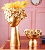 Polyresin Premium Gold Tone Vase Set Of Two