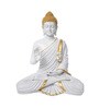 White and Gold Polyresin Lord Buddha Idol