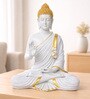 White and Gold Polyresin Lord Buddha Idol