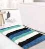 Blue & White Geometric Polyester 24x16 Inches AntiSkid Bath Mat