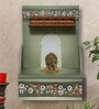 MDF Wood Pooja Mandir In Grey With LED Light