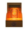 MDF Wood Pooja Mandir In Yellow With LED Light