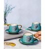 Porcelain Coffee/Tea Gold Design Cup Saucer Set of 12pcs