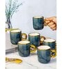 Porcelain Coffee/Tea Gold Design Mug Set of 6pcs