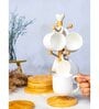 Porcelain Cup & Wooden coster with Stand Set of 13pcs