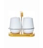 Porcelain Salt & Papper set with Wooden Stand