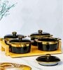 Porcelain Serving Bowl with Lid & Wooden Tray Set of 5pcs