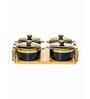 Porcelain Serving Bowl with Lid & Wooden Tray Set of 5pcs