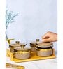 Porcelain Serving Bowl with Lid & Wooden Tray Set of 5pcs