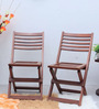 Portico Solid Wood Folding Chair In Brown Finish (Set of 2)