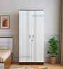 Portland 2 Door Wardrobe In Planked Oak Dark And Ceramic White Finish