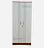 Portland 2 Door Wardrobe In Planked Oak Dark And Ceramic White Finish