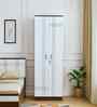 Portland 2 Door Wardrobe In Planked Oak Dark And Ceramic White Finish