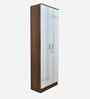 Portland 2 Door Wardrobe In Planked Oak Dark And Ceramic White Finish