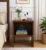 Portland Bedside Table In Planked Oak Dark Finish