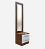 Portland Dressing Unit With Mirror & Drawer In Planked Oak Dark With Ceramic White Finish